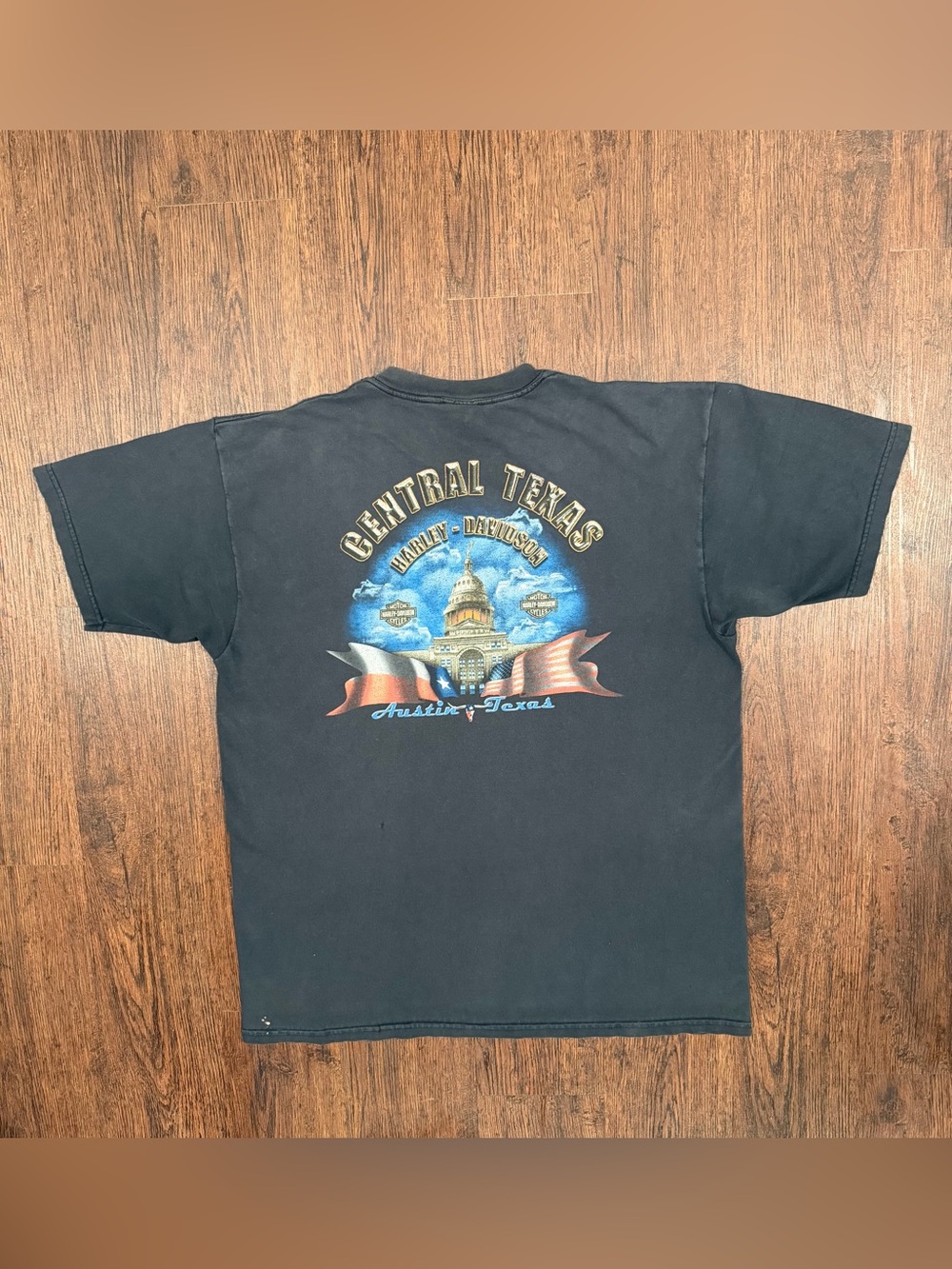 Vintage 1996 Harley-Davidson mens black graphic tee Central Texas Austin size XL